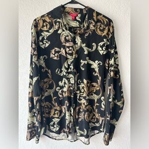 Guess Black and Tan Baroque Pattern Shirt